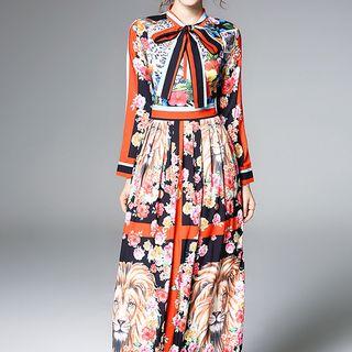 Printed Long Sleeve Maxi Dress