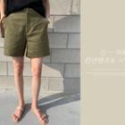 Band-waist Hemp Shorts Khaki - One Size