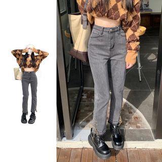 Lace Up Bootcut Cropped Jeans