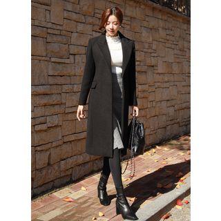Peaked-lapel Flap-pocket Coat With Belt