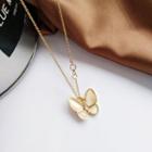 Butterfly Pendant Alloy Necklace Gold - One Size