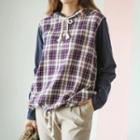 Elbow-patch Plaid Hoodie