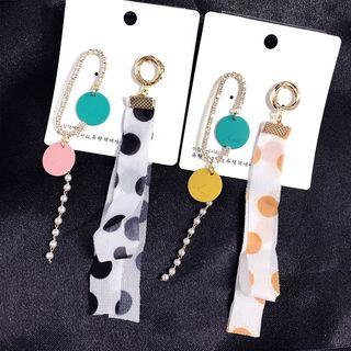 Non-matching Polka Dot Strap Dangle Earring