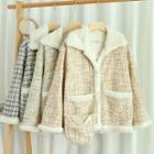 Faux Shearling Plaid Loose-fit Jacket