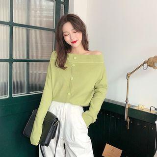 Plain Off-shoulder Cardigan