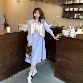 Tie-front Vest / Midi A-line Shirtdress