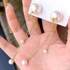 Faux Pearl & Metal Fringe Dangle Earring 1 Pair - As Shown In Figure - One Size