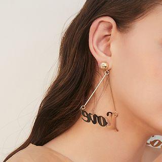 Alloy Love Lettering Dangle Earring 1 Pair - As Shown In Figure - One Size