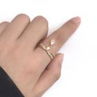 Rhinestone Drop Open Ring 1 Pc - Ring - Gold - One Size