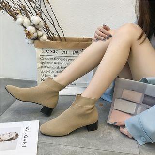 Chunky-heel Knit Ankle Boots