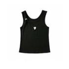 Heart Embroidered Ribbed Tank Top
