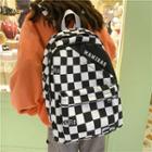 Lettering Checkered Backpack