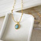 Faux Gemstone Pendant Necklace 1 Pc - Necklace - Gold - One Size