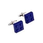 Simple Personality Blue Square Building Block Cufflinks Silver - One Size