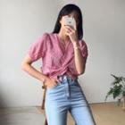 Twist-front Gingham Cropped Top