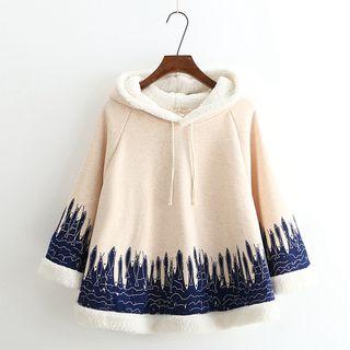 Fish Print Hooded Poncho