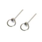 Hoop Beaded Stud Earring 1 Pair - Silver - One Size