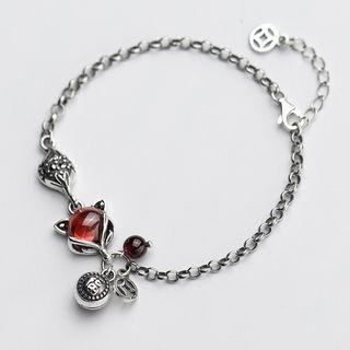 925 Sterling Silver Metallic Pendant Bracelet
