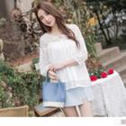 3/4 Sleeve V-neck Lace Top