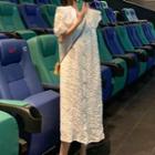 Puff-sleeve Collar Maxi Sheath Dress