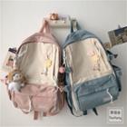 Color Block Bear Charm Backpack