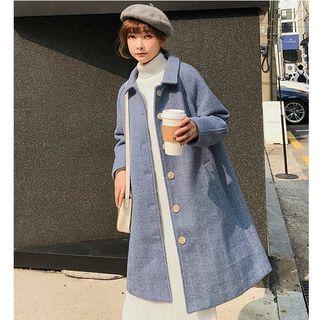 Herringbone Buttoned Long Coat