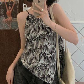 Halter Neck Print Top Black & White - One Size