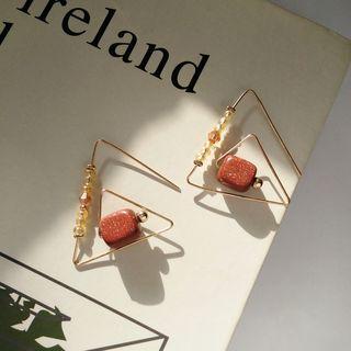 Triangular Swirl Earring Stud Earring - 1 Pair - Gold - One Size