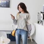 Laced Striped Balloon-sleeve Sweatshirt