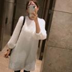 Tie-back Balloon-sleeve Fluffy Dress Ivory - One Size