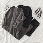Plain Long-sleeve Denim Jumpsuit