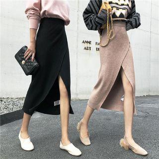 Split Knit Midi Skirt