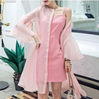 Long Light Jacket / Strappy Mini Dress / Set