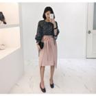 Wrap-front Tie-waist Midi Skirt