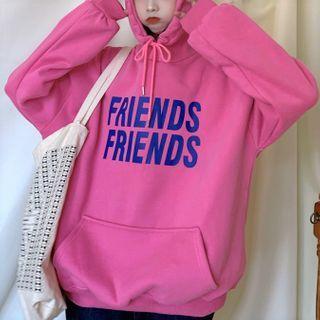 Loose Fit Long-sleeve Lettering Hoodie