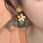 Resin Flower & Rectangle Dangle Earring