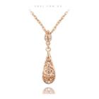 Austrian Crystal Perforated Droplet Pendant Necklace Rose Gold - One Size
