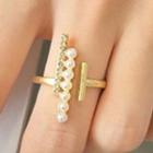 Beaded Rhinestone Alloy Open Ring Ring - One Size