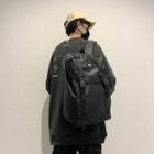 Lightweight Plain Backpack With Charm - Black - One Size