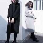 Lapel Collar Single-button Plain Woolen Coat
