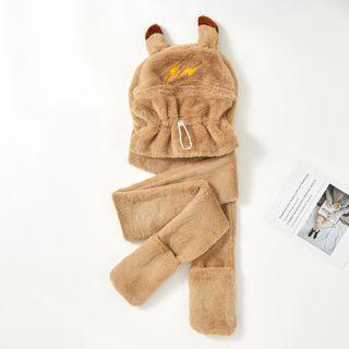 Lightening Bolt Embroidered Hooded Scarf