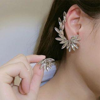 Wings Rhinestone Asymmetrical Alloy Earring 1 Pair - Silver - One Size