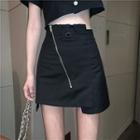 Mesh Panel Short-sleeve Cropped Top / Mini A-line Skirt