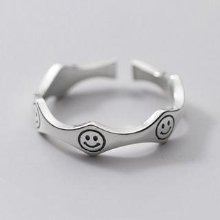 925 Sterling Silver Smiley Open Ring S925 Silver Ring - Silver - One Size