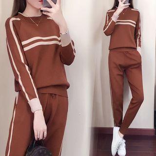 Set: Striped Sweater + Knitted Sweatpants