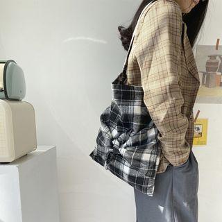 Ribbon Plaid Canvas Tote Bag