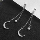 Moon & Star Fringed Earring 1 Pair - 01 - Silver - One Size