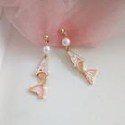 Faux Pearl & Mermaid Drop Earring 1 Pair - Earring - Mermaid - Pink - One Size