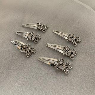 Set Of 6: Rhinestone Butterfly Hair Clip As Shown In Figure - One Size