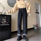 High-waist Straight-leg Buttoned Jeans